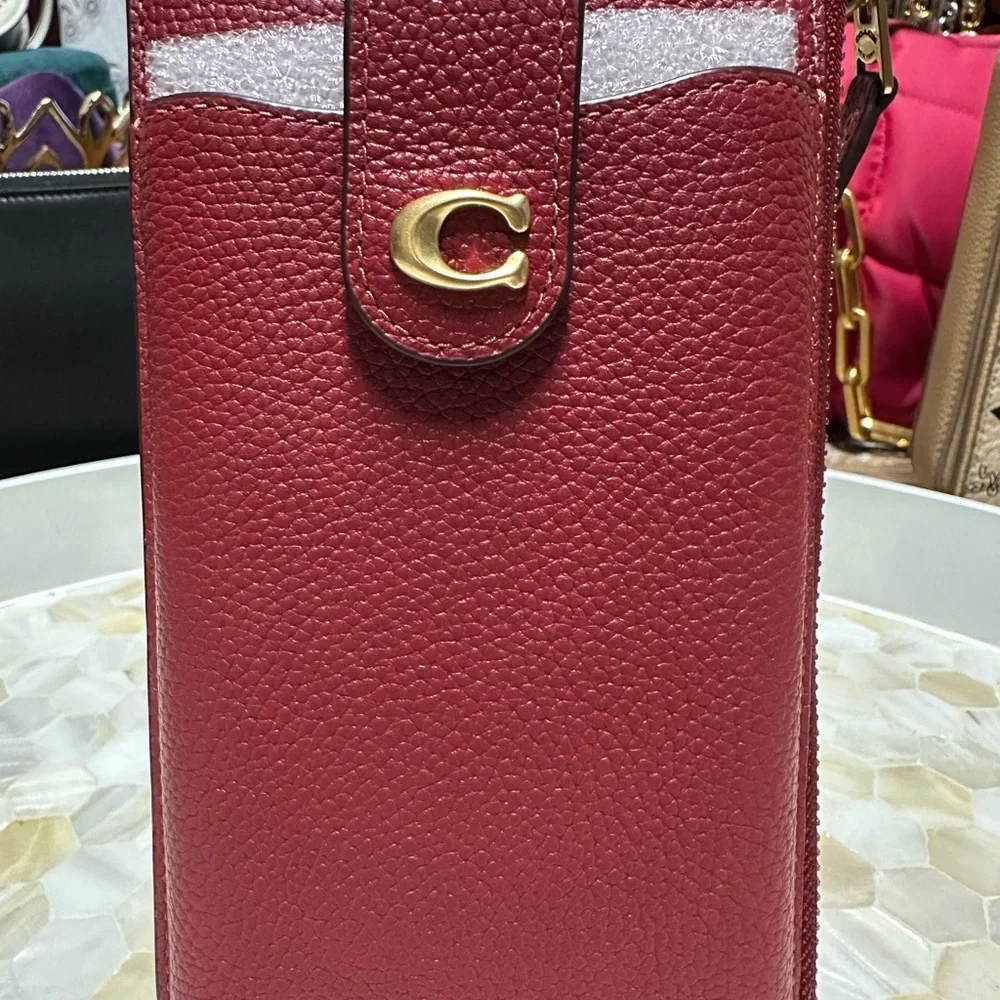 Coach Essential Phone Case Wallet Beautiful Enamel Red!